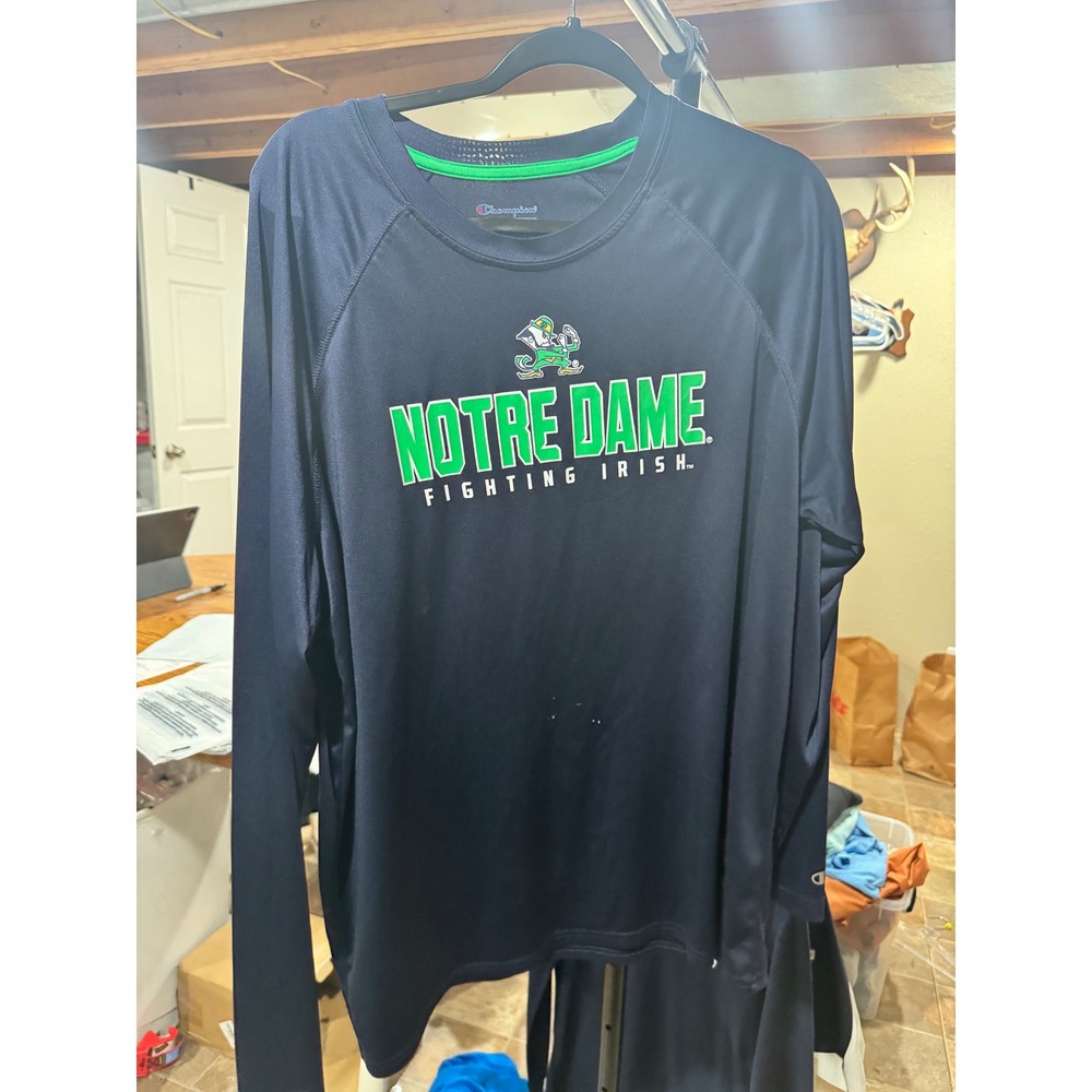 Champion Notre Dame Fighting Irish Navy Blue Long Sleeve Performance Shirt XL